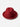 Side profile of KhaanQuest wool felt hat — rich red trilby design with detachable tonal band.